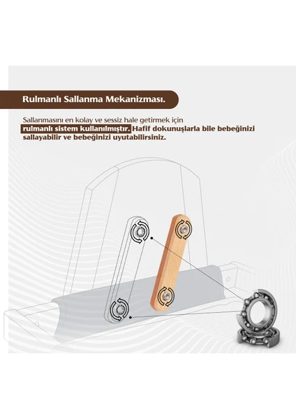 Woody Sallanabilir Doğal Ahşap Anne Yanı Portatif Beşik
